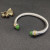 David Yurman Gold and Silver 7mm Double End Cap Bracelet with Light Green Pav&Atilde;&copy;