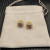 David Yurman 7mm Gold Square Purple Diamond Stud Earrings