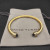 David Yurman Gold Tone 5mm Purple Diamond Cuff Bracelet