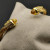 David Yurman 5mm Gold-Tone Cable Cuff Bracelet Yellow Diamonds
