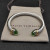 David Yurman Gold and Silver 7mm Double End Cap Bracelet with Light Green Pav&Atilde;&copy;