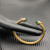 David Yurman 5mm Gold-Tone Cable Cuff Bracelet Deep Green Diamonds
