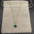 David Yurman 17.8mm Gold Round Peacock Green Diamond Necklace