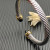 David Yurman 7mm Gold-Tone End Caps Sterling Silver Cable Cuff Bracelet Black Diamonds