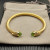 David Yurman 5mm Gold-Tone Cable Cuff Bracelet Light Green Diamonds