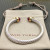 David Yurman 7mm Gold-Tone End Caps Sterling Silver Cable Cuff Bracelet Red Diamonds