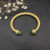 David Yurman Gold Tone 7mm Light Green Diamond End Cuff Bracelet
