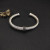David Yurman 7mm Sterling Silver Cable Cuff Bracelet with Bead End Caps Black Diamonds