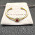 David Yurman Gold Tone 4mm Cable Square Red Diamond Cuff Bracelet
