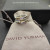 David Yurman Gold and Silver Three-Row Diamond Border Ring