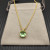 David Yurman Gold 11mm Four-Prong Green Diamond Necklace