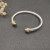 David Yurman 5mm Gold and Silver Cable Cuff Bracelet with Pav&Atilde;&copy;-Set Round End Caps