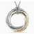 David Yurman 37mm Four-Ring Gold and Silver Necklace, Adjustable 90cm Chain