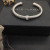 David Yurman 7mm Sterling Silver Cable Cuff Bracelet with Bead End Caps White Diamonds
