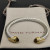 David Yurman 7mm Gold-Tone End Caps Sterling Silver Cable Cuff Bracelet Brown Diamonds