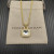David Yurman Gold 14mm Square White Diamond Necklace