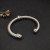 David Yurman 7mm Sterling Silver Cable Cuff Bracelet with Bead End Caps Black Diamonds