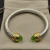 David Yurman 7mm Gold Light Green Diamond Head Gemstone Bracelet, Fits Wrist Sizes 16&acirc;20cm