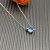David Yurman Silver 8mm Four-Prong Blue Diamond Necklace Adjustable 42+3+3cm