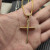 David Yurman Gold-Tone Diamond Cross Pendant Necklace