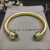 David Yurman Gold Tone 7mm Light Green Diamond End Cuff Bracelet
