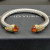 David Yurman 7mm Gold-Tone End Caps Sterling Silver Cable Cuff Bracelet Champagne Diamonds