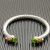 David Yurman 7mm Gold-Tone End Caps Sterling Silver Cable Cuff Bracelet 5-Row Pav&Atilde;&copy; Light Green Diamonds