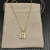David Yurman Gold Square White Diamond Pendant Necklace, 1.5mm Chain, Length 45cm + 5cm