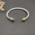 David Yurman 5mm Gold and Silver Cable Cuff Bracelet with Pav&Atilde;&copy;-Set Round End Caps