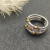David Yurman Gold and Silver Three-Row Diamond Border Ring