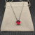 David Yurman Sterling Silver 11mm Four-Prong Red Diamond Necklace
