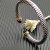 David Yurman 7mm Gold-Tone End Caps Sterling Silver Cable Cuff Bracelet Red Diamonds