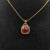 David Yurman Gold 14mm Square Red Diamond Necklace
