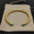 David Yurman 6mm Gold Turquoise Cable Cuff Bracelet
