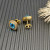 David Yurman 7mm Gold Square Blue Diamond Stud Earrings