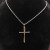 David Yurman Silver and Gold Cross Pendant Necklace with Cable Bar Details