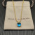 David Yurman Gold 11mm Four-Prong Blue Diamond Necklace