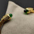 David Yurman 5mm Gold-Tone Cable Cuff Bracelet Deep Green Diamonds