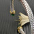 David Yurman 7mm Gold-Tone End Caps Sterling Silver Cable Cuff Bracelet Light Green Diamonds