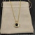 David Yurman Gold Square Black Diamond Pendant Necklace, 1.5mm Chain, Length 45cm + 5cm