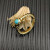 David Yurman Gold 2.8mm Petite Cable Turquoise Ring