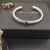 David Yurman 7mm Sterling Silver Cable Cuff Bracelet with Bead End Caps Black Diamonds