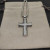 David Yurman Double Twist Cross Pendant Necklace with Black Diamonds, 3mm Chain, Length 50+5cm / 60+5cm
