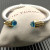 David Yurman 7mm Gold-Tone End Caps Sterling Silver Cable Cuff Bracelet Blue Diamonds