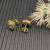 David Yurman 7mm Gold Square Green Diamond Stud Earrings