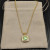 David Yurman Gold Square Green Diamond Pendant Necklace, 1.5mm Chain, Length 45cm + 5cm