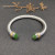 David Yurman Gold and Silver 7mm Double End Cap Bracelet with Light Green Pav&Atilde;&copy;