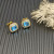 David Yurman 7mm Gold Square Blue Diamond Stud Earrings