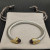 David Yurman 7mm Gold-Tone End Caps Sterling Silver Cable Cuff Bracelet Purple Diamonds