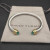David Yurman 5mm Gold-End Blue Diamond Cable Cuff Bracelet